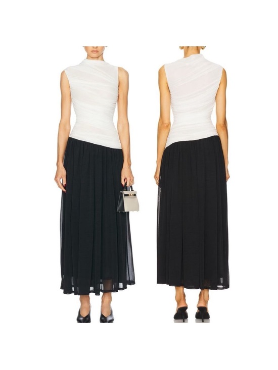 NICHOLAS Dresses & Skirts - NICHOLAS Two-Tone White Top Black Maxi Dress
